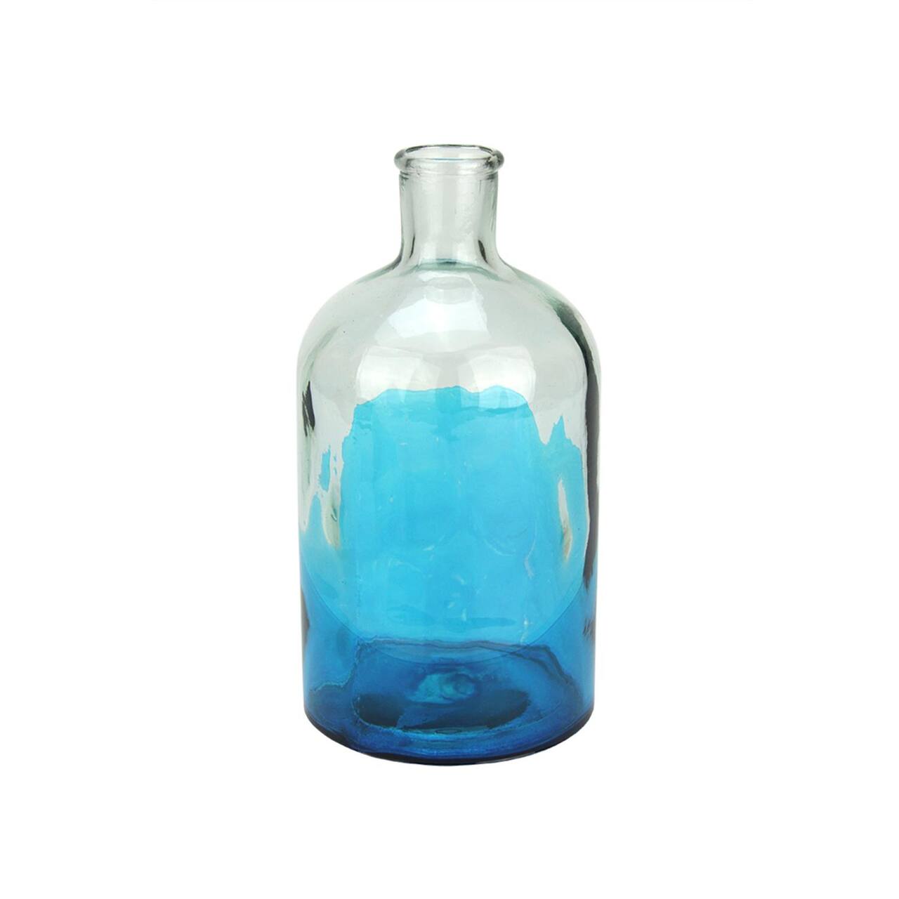 8.75&#x22; Fancy Fair Spanish Glass Vase, Aqua Blue &#x26; Clear